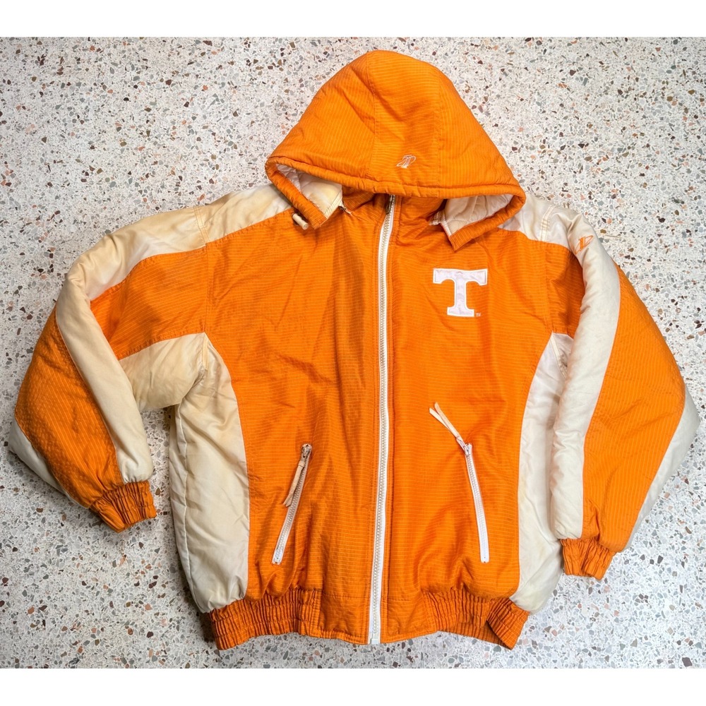 Logo Athletic NCAA Vtg Tennessee Vols Full Zip Hooded Puffer Jacket Size Large